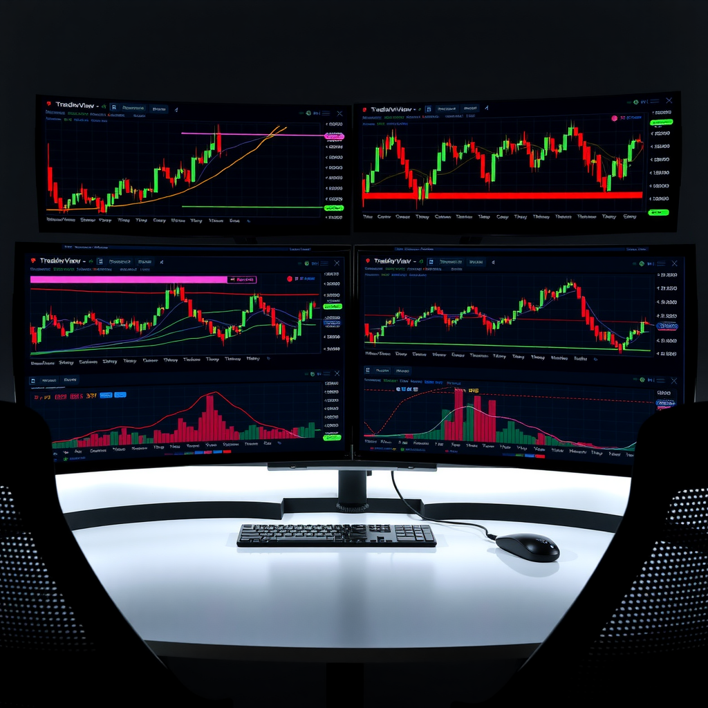 Professional TradingView workspace showing multiple chart layouts, organized watchlists, and customized indicators on a clean interface with optimal screen real estate  Grand Caymange