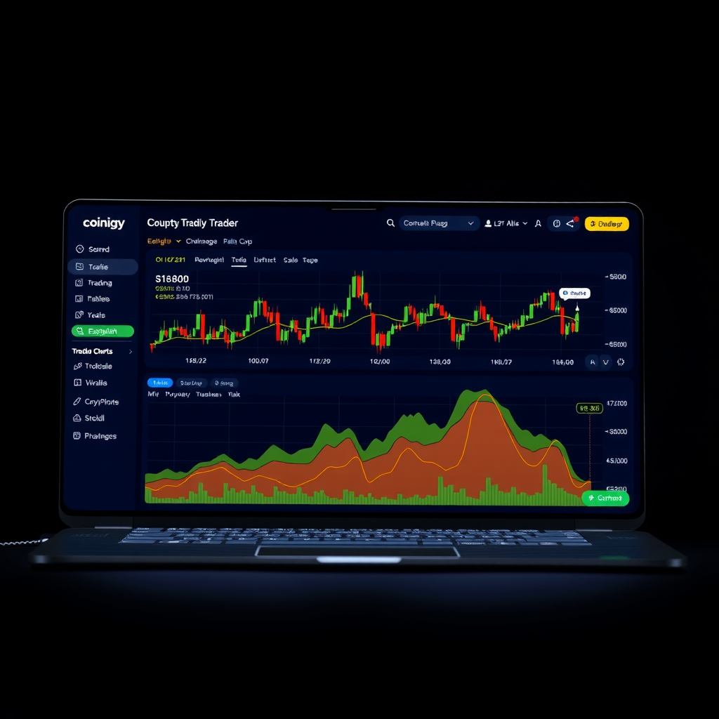 Coinigy cryptocurrency trading platform showing unified interface with multiple exchange connections, real-time crypto charts, portfolio aggregation across exchanges, and advanced order management